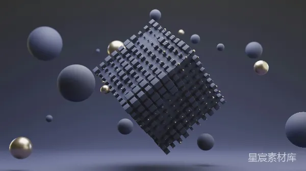 高清摄影 悬浮几何体与光球