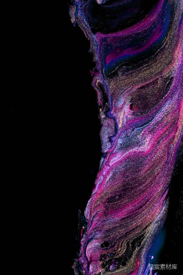 高清摄影 抽象流体艺术：紫色与黑色的碰撞