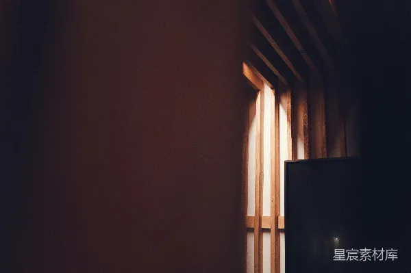 高清摄影 木制格栅与光影交织