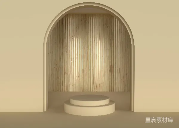 高清摄影 简约木质拱形背景展示台