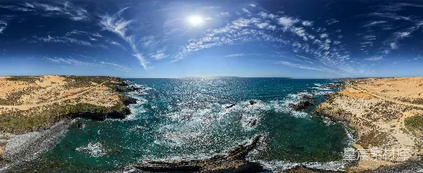 高清摄影 阳光下的海岸全景
