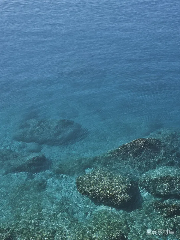 高清摄影 清澈海水中岩石的俯瞰