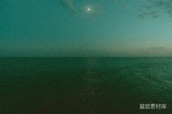 高清摄影 月光下的海平线