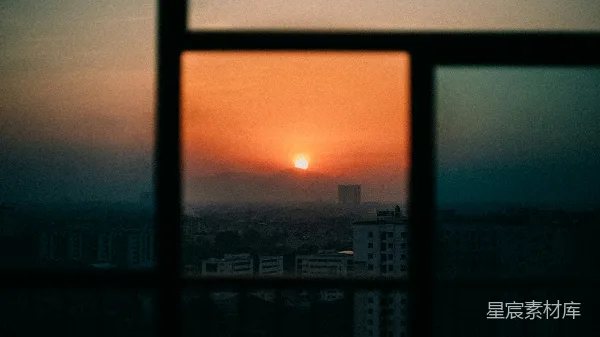 高清摄影 透过窗户的夕阳