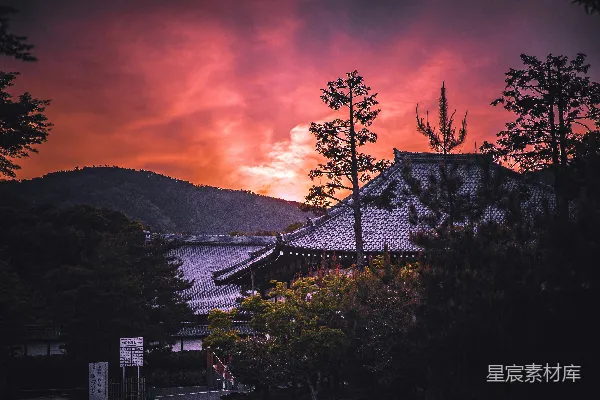 高清摄影 日落时分的古寺
