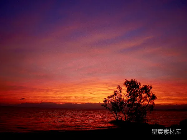 高清摄影 海边的落日余晖