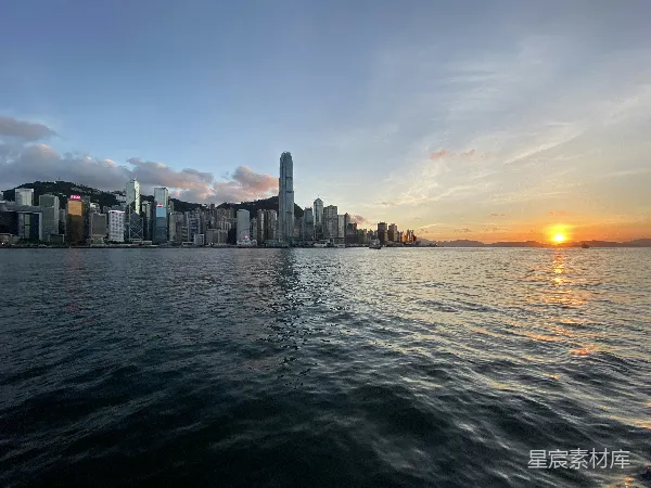 高清摄影 日落时分的维多利亚港