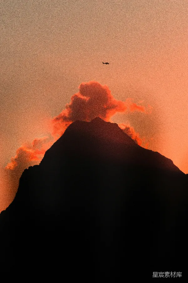 高清摄影 火山喷发的剪影