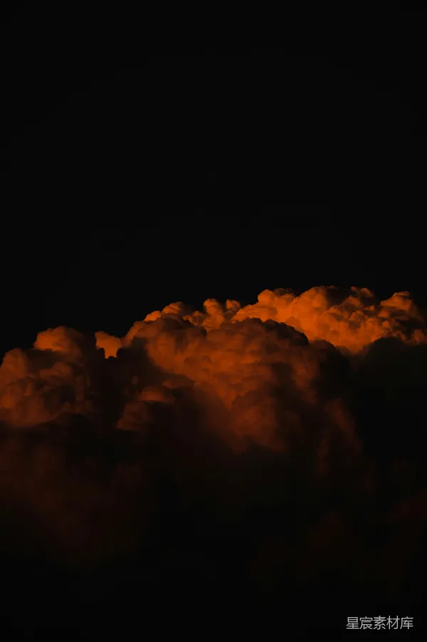 高清摄影 夜空中的橙色云彩