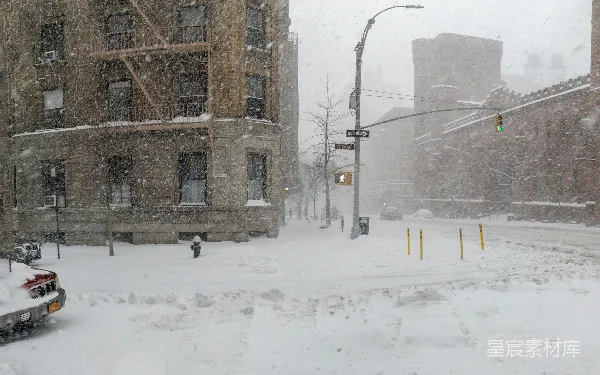 高清摄影 雪中的城市街景