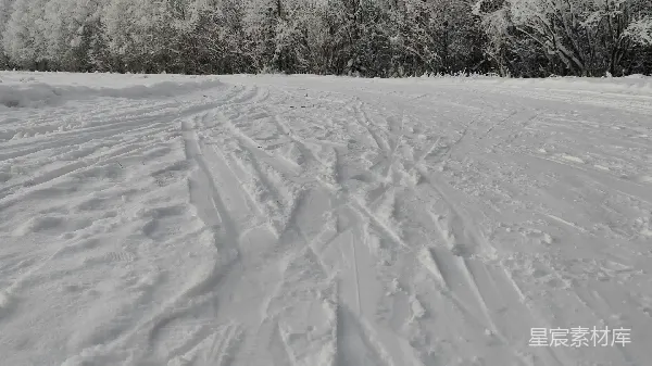 高清摄影 雪地轮胎痕迹