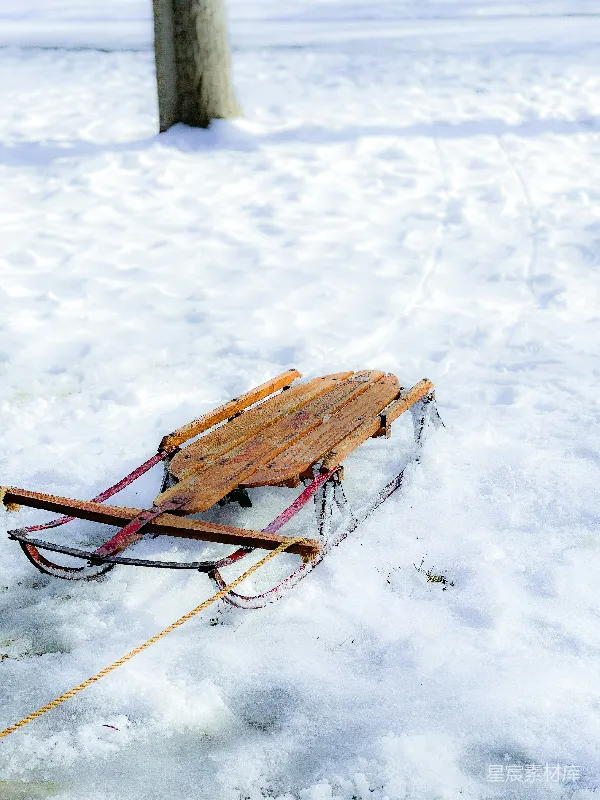 高清摄影 雪地上的旧式雪橇