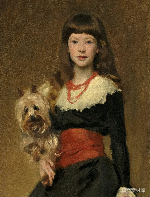 高清摄影 持犬少女肖像