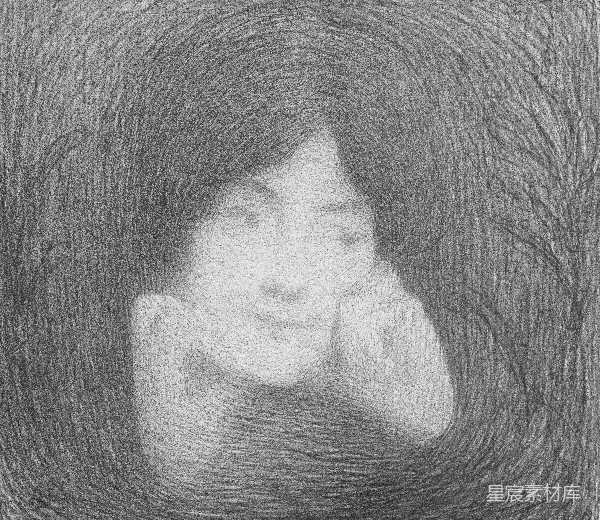 高清摄影 静谧的女孩素描