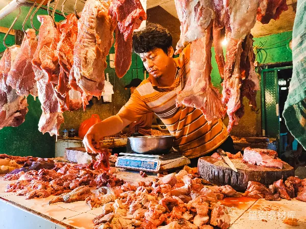 高清摄影 肉市摊主