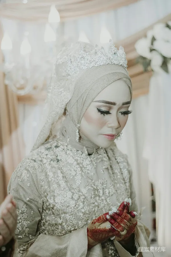 高清摄影 穆斯林新娘的优雅婚礼妆容