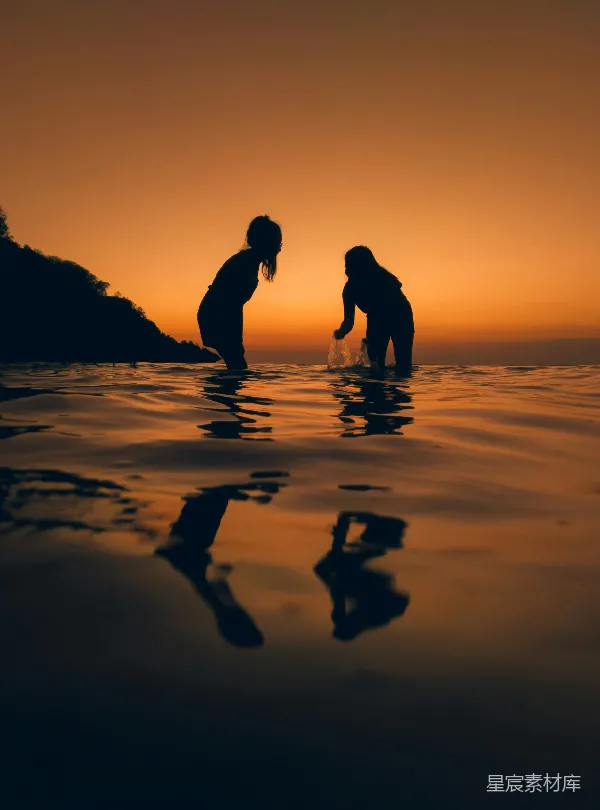 高清摄影 夕阳下的嬉戏