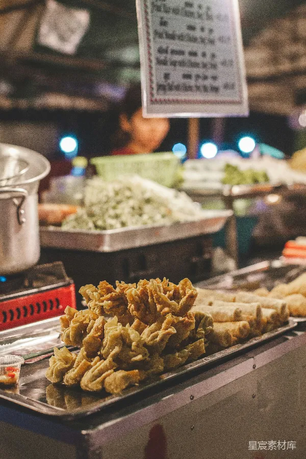 高清摄影 夜市小吃摊