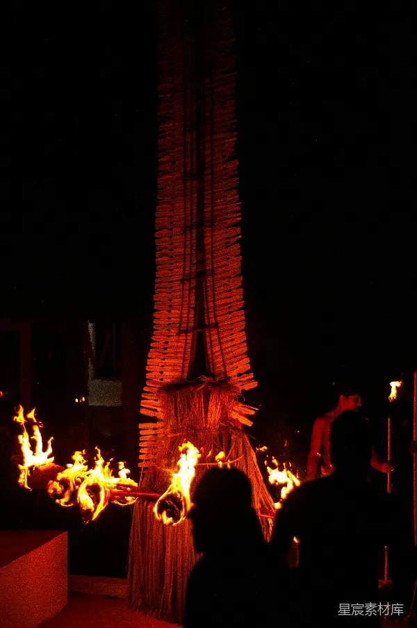 高清摄影 篝火夜祭仪式