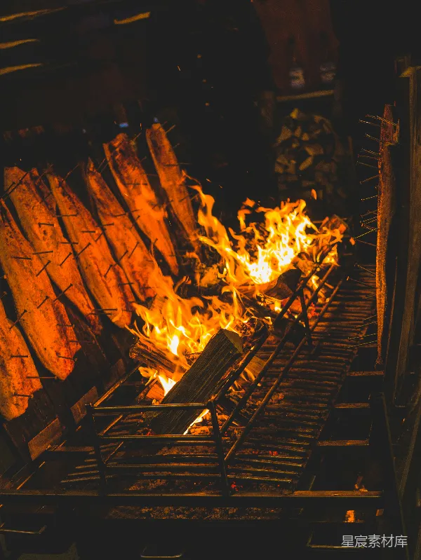 高清摄影 炭火烤肉的夜