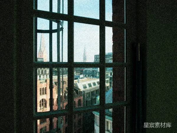 高清摄影 透过窗户看城市