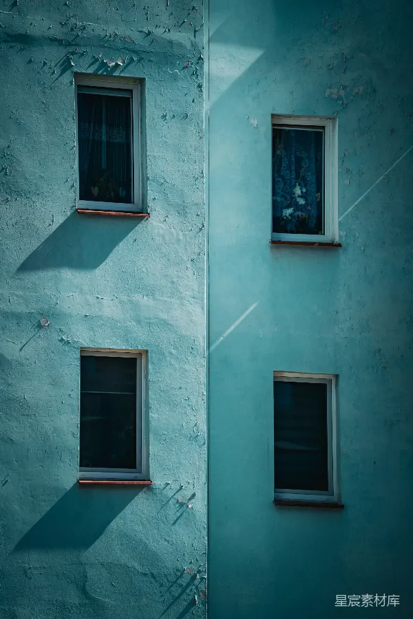 高清摄影 青色建筑的窗户