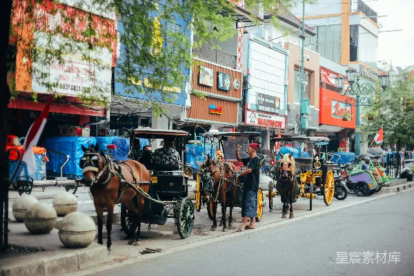 高清摄影 印尼街边的马车与传统生活