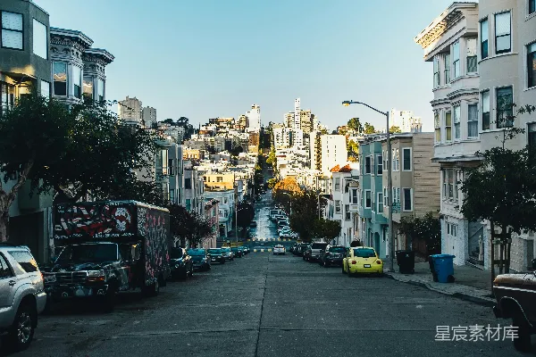 高清摄影 旧金山的斜坡街道
