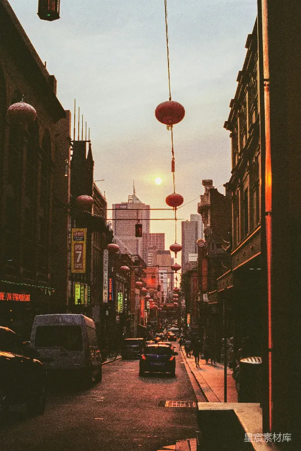 高清摄影 夕阳下的中国城