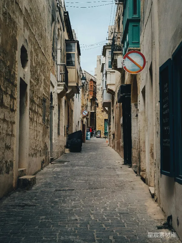 高清摄影 狭窄的古城巷道