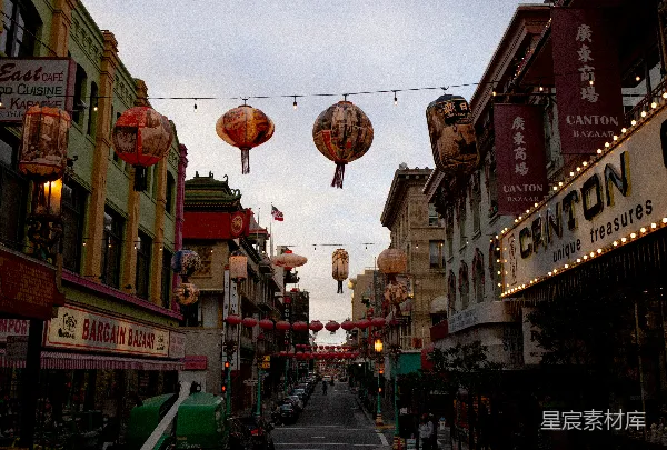 高清摄影 旧金山唐人街的夜景
