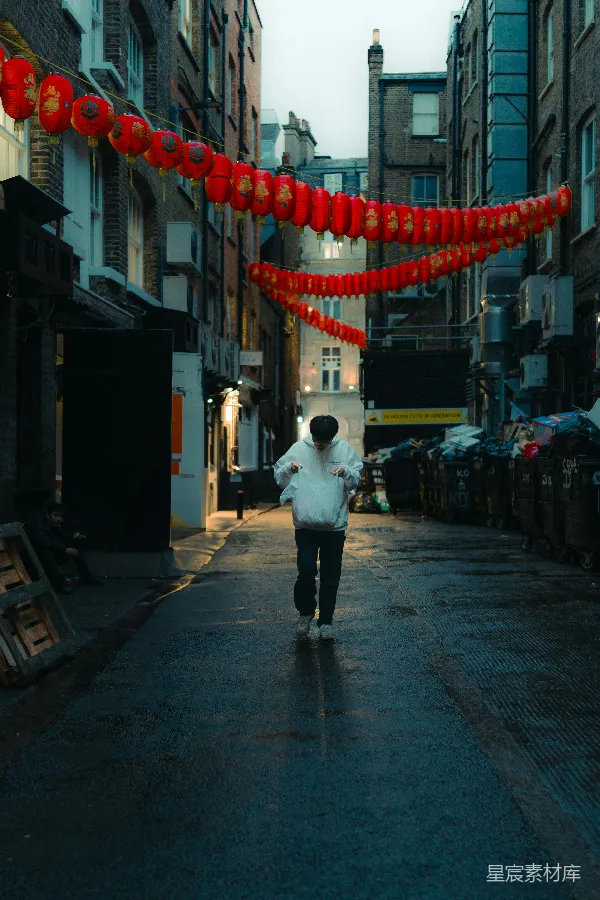 高清摄影 雨巷中的红灯笼