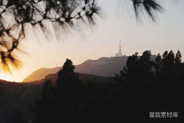 高清摄影 好莱坞日落剪影