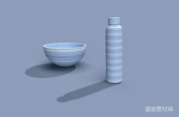 高清摄影 简约蓝条纹碗与瓶