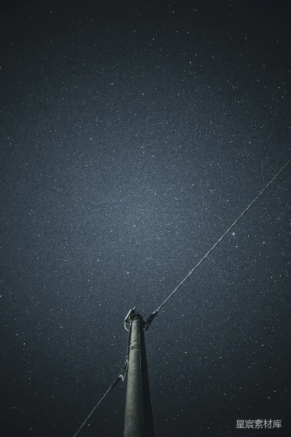 高清摄影 星夜下的电杆