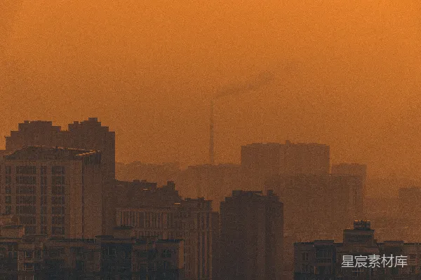 高清摄影 烟雾笼罩的城市天际线