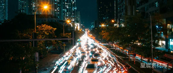 高清摄影 城市夜景的车流轨迹
