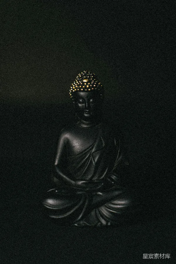 高清摄影 黑底上的黑佛雕像