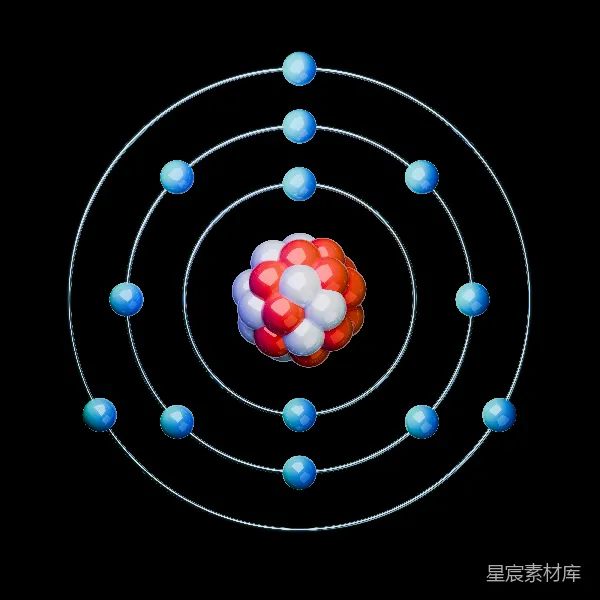 高清摄影 带有原子核和绕核轨道电子的详细原子结构模型。