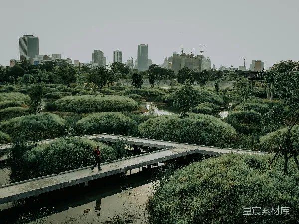 高清摄影 桥上走过一个男人