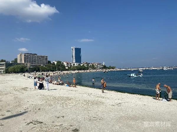 高清摄影 海滩上一群人的景象