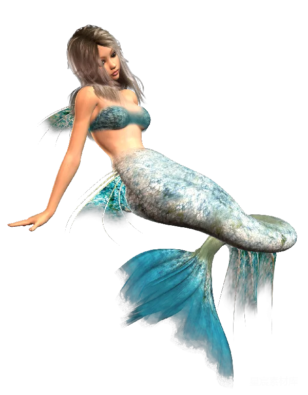 元素素材 水下美人鱼3D插画