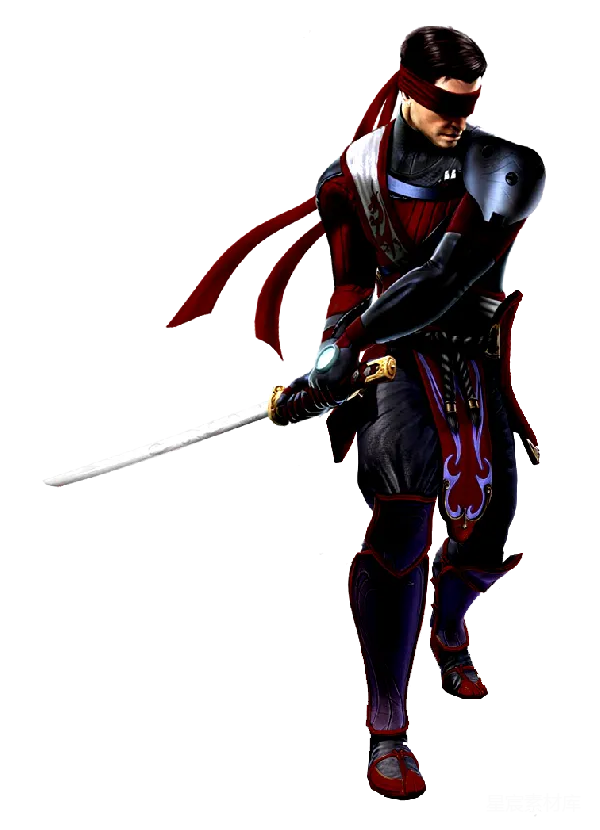 元素素材 红色背景下的武士角色
