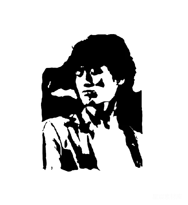 元素素材 黑白剪影人物插画