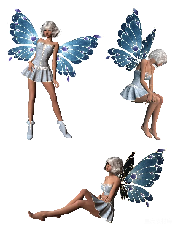 元素素材 梦幻蓝翼精灵