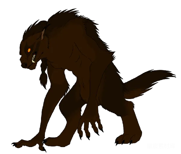 元素素材 夜行狼人插画