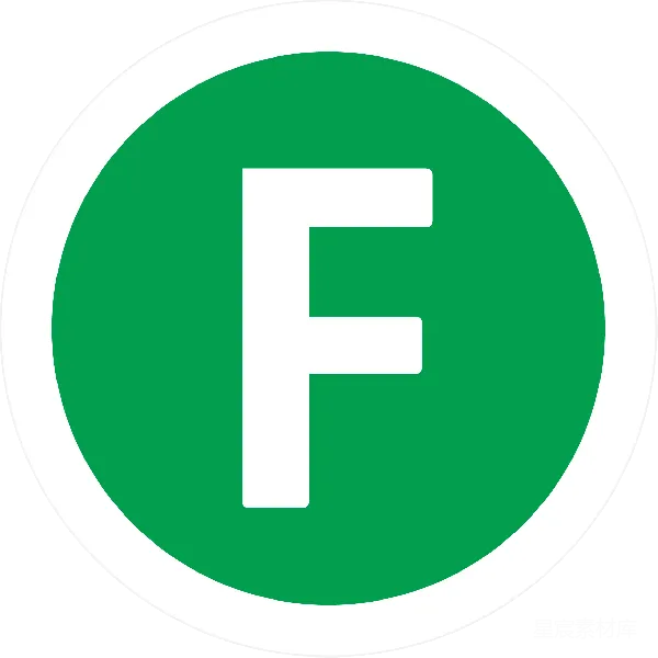 元素素材 绿色圆圈中的大白字母F