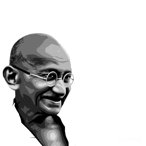 元素素材 甘地黑白插画