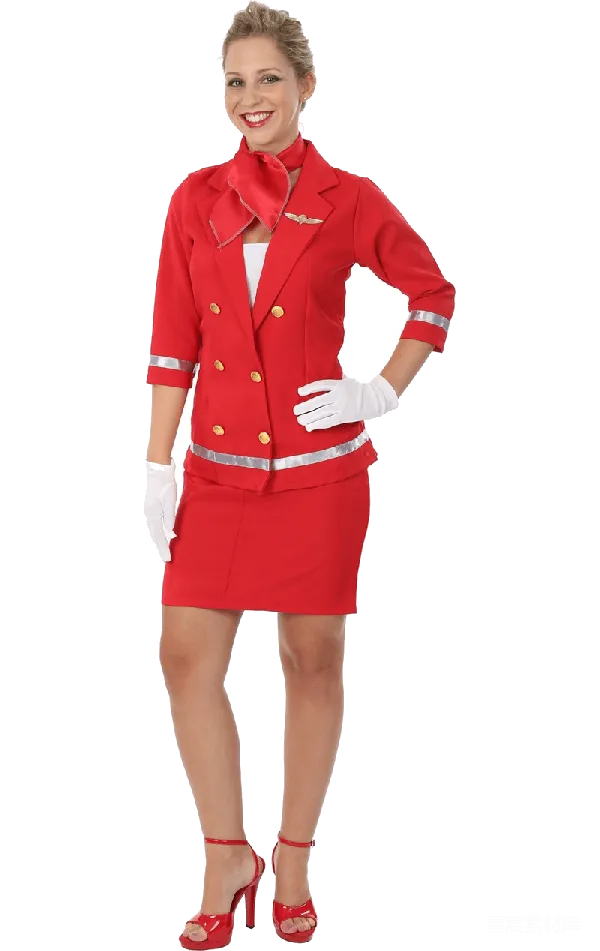 元素素材 红色制服的空姐