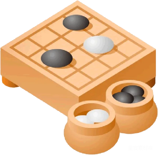 元素素材 围棋棋盘与黑白棋子